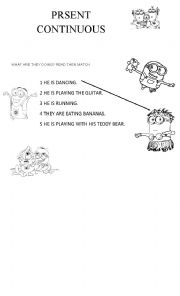 English Worksheet: Present Continuous - Minions