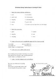 English Worksheet: Christmas Song: Santa Claus Is Coming to Town