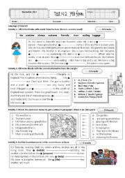 English Worksheet: test 2 seventh form