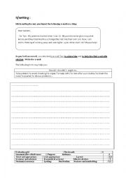 English Worksheet:  part II: writing (mid-semester1 test 2 : 9th form)