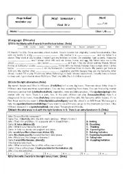 English Worksheet: 7th MS1T2