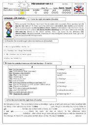 English Worksheet: Mid-semester test N2