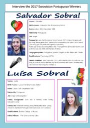 English Worksheet: Salvador Sobral - Lusa Sobral (Interview them)