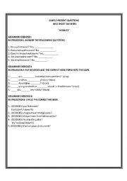 English Worksheet: simple present questions