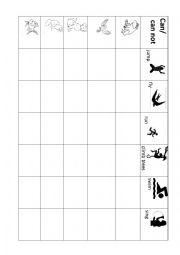 English Worksheet: Can or cant