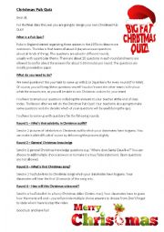 English Worksheet: Christmas Pub Quiz