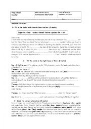 English Worksheet: mid sem1 test 2 9th form