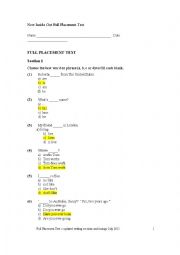 English Worksheet: Placement test