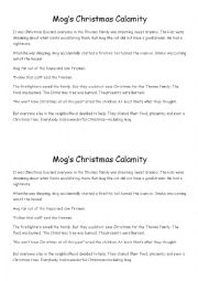 English Worksheet: Mog the Christmas Cat - Early primary reading