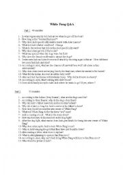 English Worksheet: White Fang movie Q&A