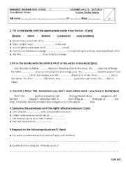 English Worksheet: test 1st bac