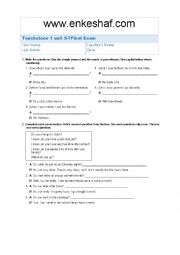 English Worksheet: Touchstone 1 unit 5-7 quiz