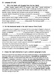 English Worksheet: mid-semester test n2