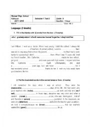 English Worksheet: SEMESTER1 TEST 2 GRADE 9