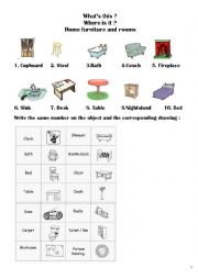 English Worksheet: Home furniture and rooms