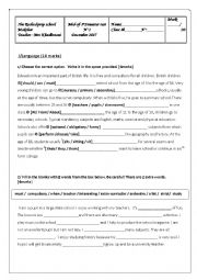 English Worksheet: Mid-of-1st semester test n2 8th form