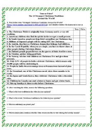 English Worksheet: Christmas Traditions Around the World- Listening Activity