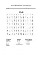 English Worksheet: Music vocabulary worksheet