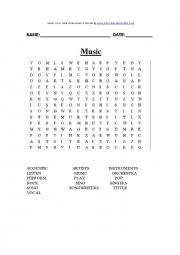 Music vocabulary worksheet