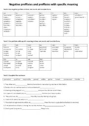 English Worksheet: Negative prefixies