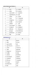 English Worksheet: SYNONYM MATCHING