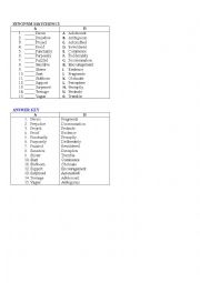 English Worksheet: SYNONYM MATCHING