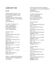 English Worksheet: Lost on you - song with vocabulary activities 