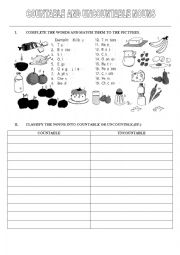 English Worksheet: Countable and uncountable nouns