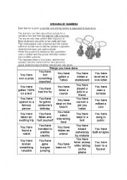 English Worksheet: speaking by numbers present perfect