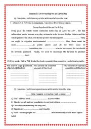 English Worksheet: let everyday be an earth day 