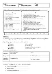 English Worksheet: causes and effects of pullution 