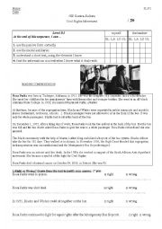 English Worksheet: Rosa Parks Reading Comprehension test