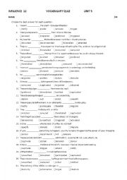 Influence 12 Unit 5 Vocabulary Quiz