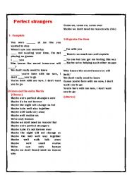 English Worksheet: Perfect Strangers Song