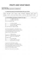 English Worksheet: Food: Fruit and vegetables