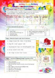 English Worksheet: happy birthday : writing as a process