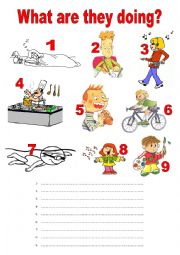 English Worksheet: What are they doing?