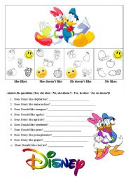 English Worksheet: Favourite fruits with Disney