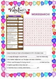 Valentines Wordsearch