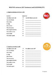 English Worksheet: Question and Negations with the verb BE