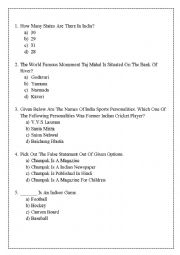 English Worksheet: GK MCQ
