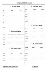 English Worksheet: irregular verbs in groups