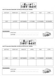 English Worksheet: Birthday calendar