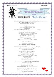 English Worksheet: David Bowie : Lets dance (song)