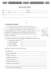 English Worksheet: English Test 