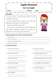 English Worksheet: Test your english