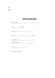 English Worksheet: Self introduction