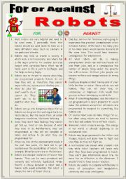 English Worksheet: For or against robots (Debating)