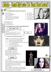 English Worksheet: ADELE - SEND MY LOVE (TO NEW YOUR LOVER)