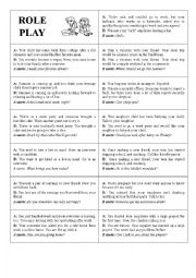 English Worksheet: Funny/Interesting Role Play Ideas